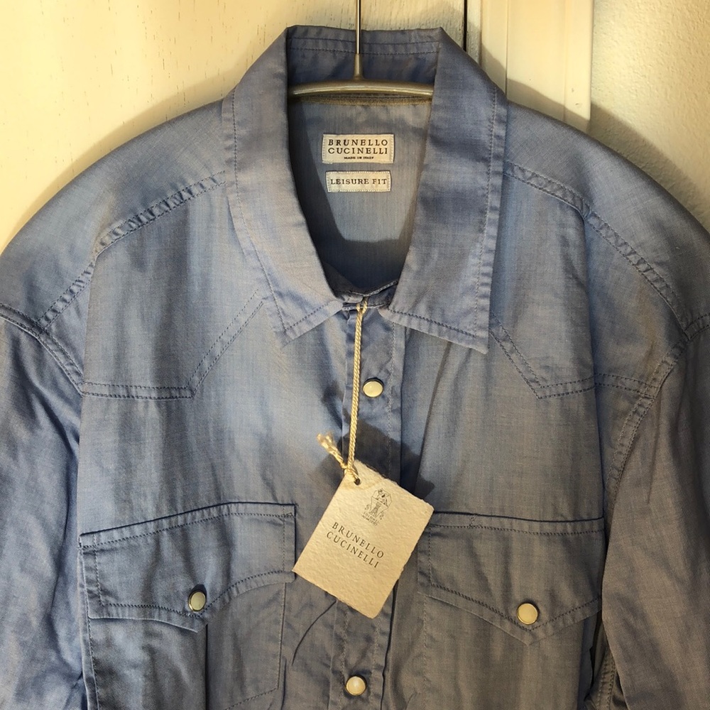 Brunello Cucinelli Twill Snap Front Shirt